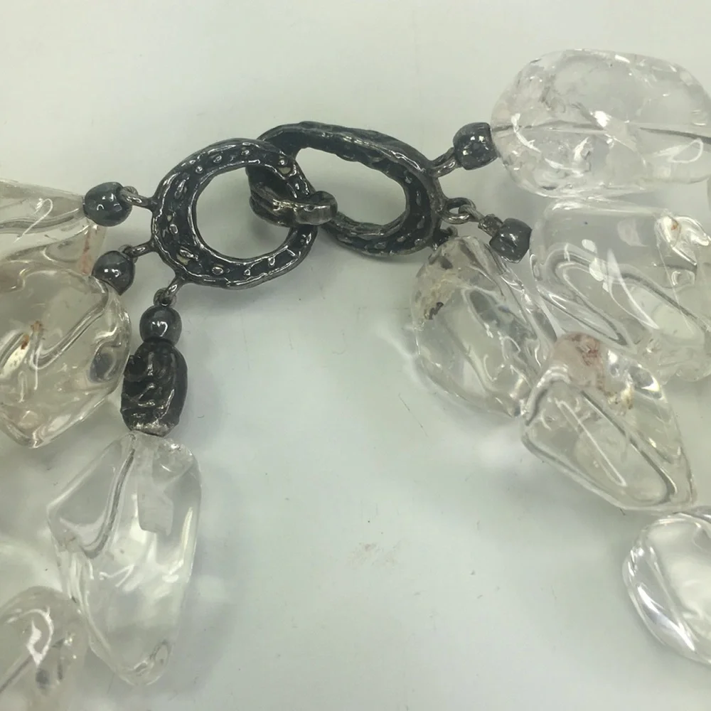 Kenneth Cole Bold Statement Necklace clear chunky glass Vintage triple strand - Picture 3 of 6
